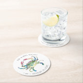 Strand Trouwen Blauwe Krab Custom Drink Coasters Ronde Kartonnen Onderzetter (Insitu)