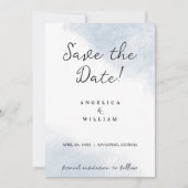 STRAND TROUWEN SAVE THE DATE  STOF BLUW AQUEAREL KAART (Voorkant)