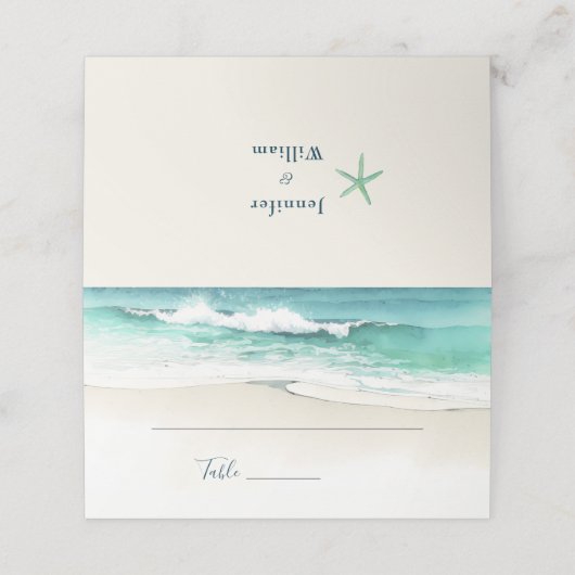 Strand Trouwen Waterverf oceaan Gevouwen Plaats Ka Plaatskaartje (Buitenkant ongevouwen)