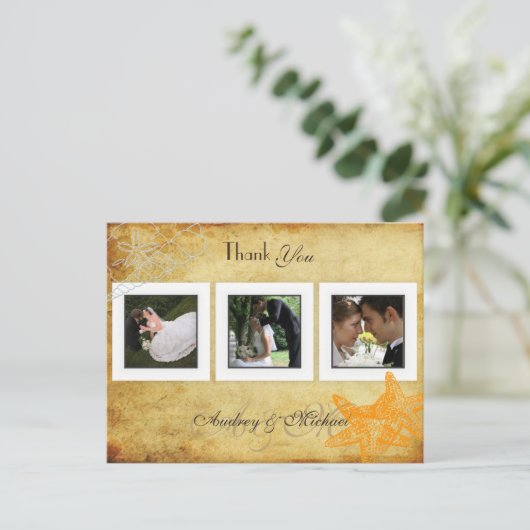 Strand Trouwfoto's Dank u briefkaarten (Staand voorkant)