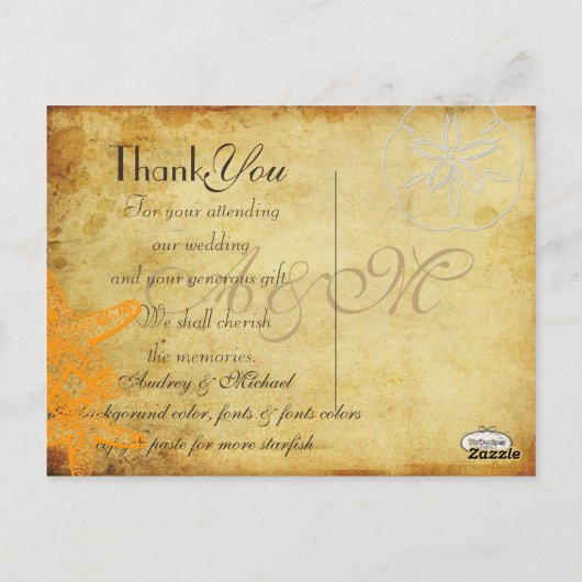 Strand Trouwfoto's Dank u briefkaarten (Achterkant)