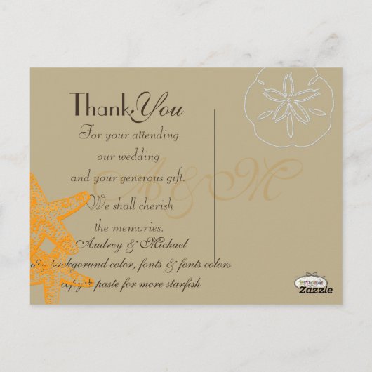 Strand Trouwfoto's Dank u briefkaarten (Achterkant)