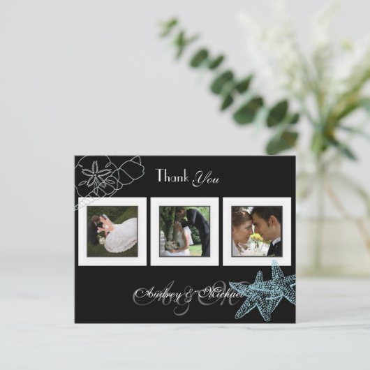 Strand Trouwfoto's Dank u briefkaarten (Staand voorkant)