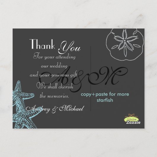 Strand Trouwfoto's Dank u briefkaarten (Achterkant)