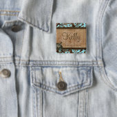 Strand Trouwnaam Tag Button Luau Blue Brown (In situ)