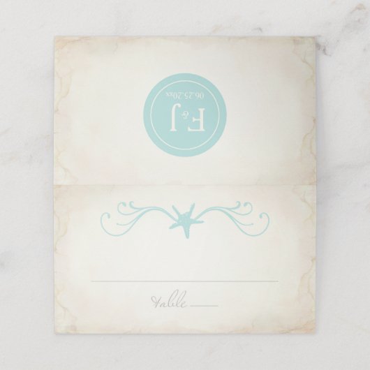 Strand Trouwplaats Kaart, Escort Kaart, Zeester Plaatskaartje (Buitenkant ongevouwen)