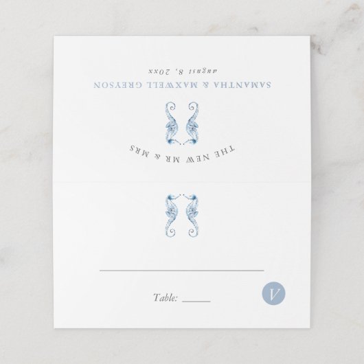 Strand Trouwplaats Kaarten Maaltijd Keuze Zeepaard Plaatskaartje (Buitenkant ongevouwen)