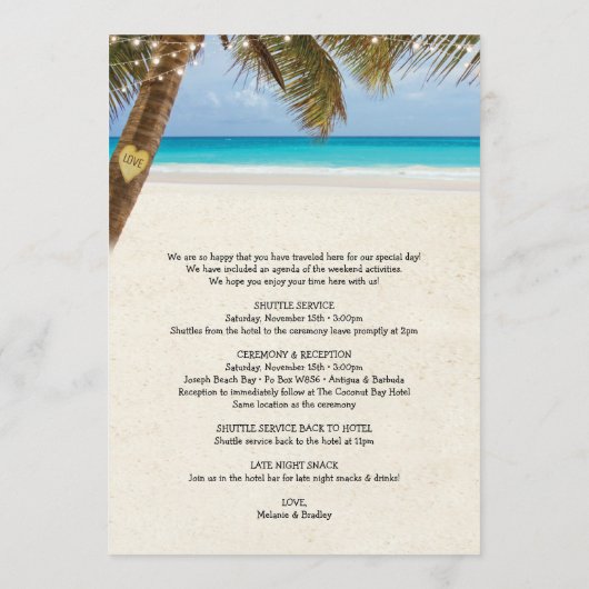 Strand Trouwroute Dubbelzijdig Programma Programmakaart (Achterkant)