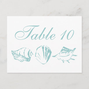 Strand Trouwtafel Nummer Blue Seashells Briefkaart