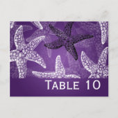 Strand Trouwtafel Nummer Starfish Paarse Briefkaart (Voorkant)