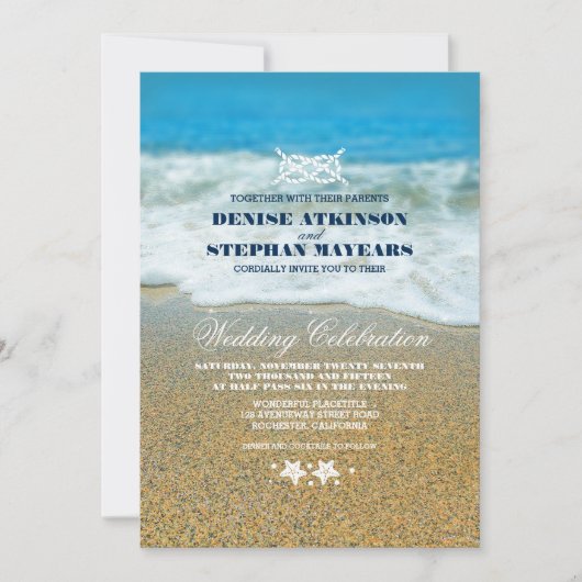 Strand Trouwtouw Knoop Uitnodigingen (Voorkant)