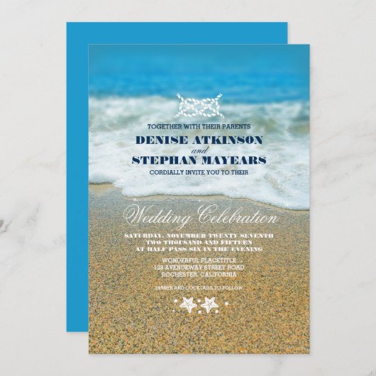 Strand Trouwtouw Knoop Uitnodigingen (Voorkant / Achterkant)