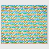 Strand turquoise en gele leuke veren patroon cadeaupapier (Vlak)