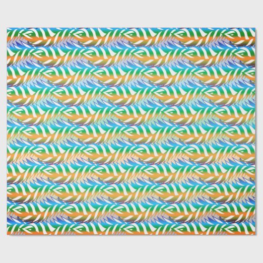 Strand turquoise en gele leuke veren patroon cadeaupapier (Vlak)