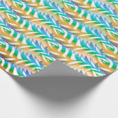 Strand turquoise en gele leuke veren patroon cadeaupapier (Hoek)