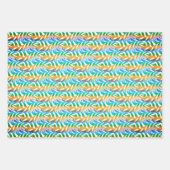 Strand turquoise en gele leuke veren patroon inpakpapier vel (Voorkant 2)