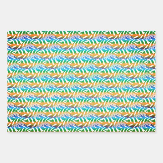 Strand turquoise en gele leuke veren patroon inpakpapier vel (Voorkant 2)