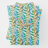 Strand turquoise en gele leuke veren patroon inpakpapier vel (In situ)