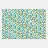 Strand turquoise en gele leuke veren patroon inpakpapier vel (Voorkant)