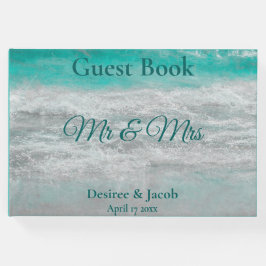 Strand Turquoise Tropische Oceaan Golven Bruiloft Gastenboek