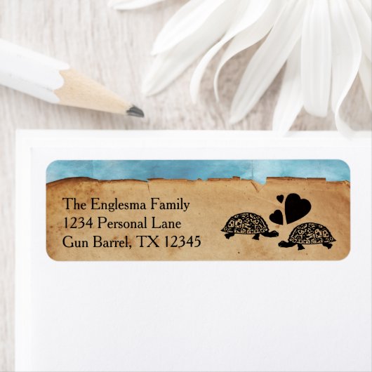 Strand Turtle Whimsical Adresetiketten Etiket (Insitu)