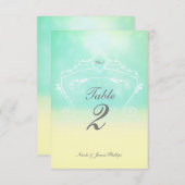 Strand Uitzicht Elegant Vintage Trouwtafel Nummer Kaart (Voorkant / Achterkant)