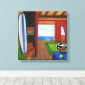 strand Uitzicht in Hawaï Canvas Afdruk (Insitu (Houten vloer))