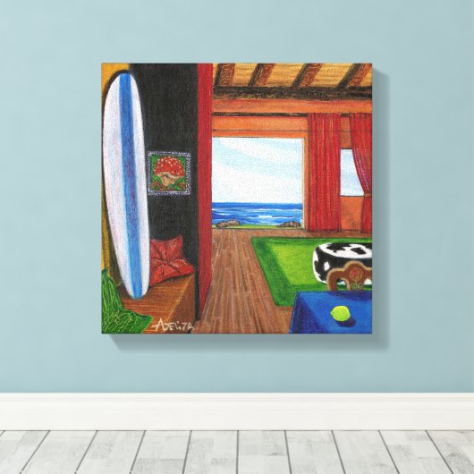 strand Uitzicht in Hawaï Canvas Afdruk (Insitu (Houten vloer))