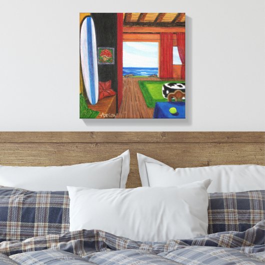 strand Uitzicht in Hawaï Canvas Afdruk (Insitu (Slaapkamer))