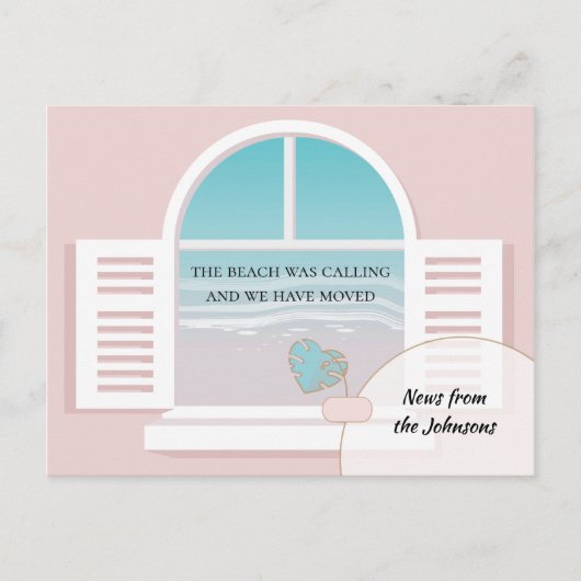 Strand Uitzicht van New Home Adreswijziging Aankondigingskaart (Voorkant)
