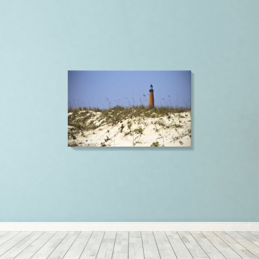 Strand Uitzicht van Ponce Inlet Vuurtoren Ingewikk Canvas Afdruk (Insitu (Houten vloer))