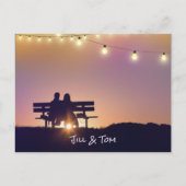 Strand Uitzicht Waterverf String Lights Foto Aankondigingskaart (Achterkant)