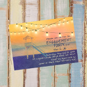 Strand Uitzicht Waterverf String Lights Kaart