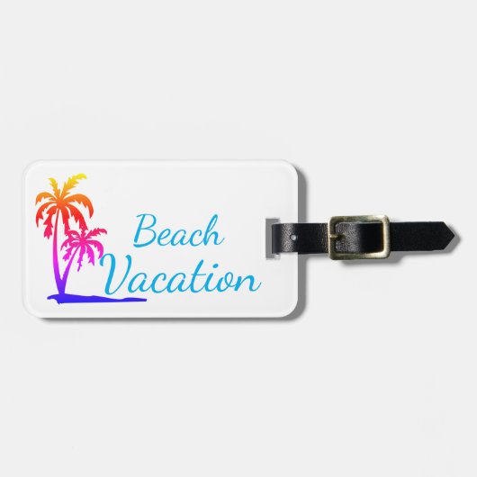 Strand vakantie bagagelabel met palmbomen (Voorkant horizontaal)