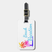 Strand vakantie bagagelabel met palmbomen (Voorkant verticaal)