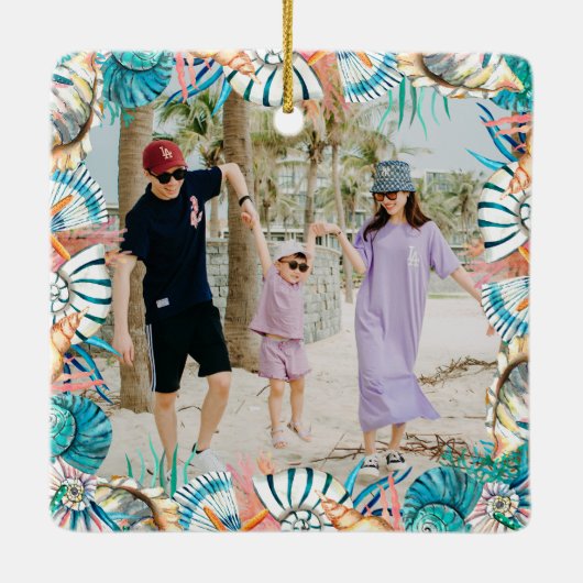Strand Vakantie Herinneringen Familie Keepsake She Keramisch Ornament (Achterkant)