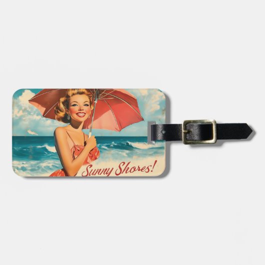  strand vakantie Poster: Blonde Pin-Up Bagagelabel (Voorkant horizontaal)