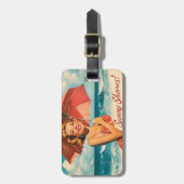  strand vakantie Poster: Blonde Pin-Up Bagagelabel (Voorkant verticaal)