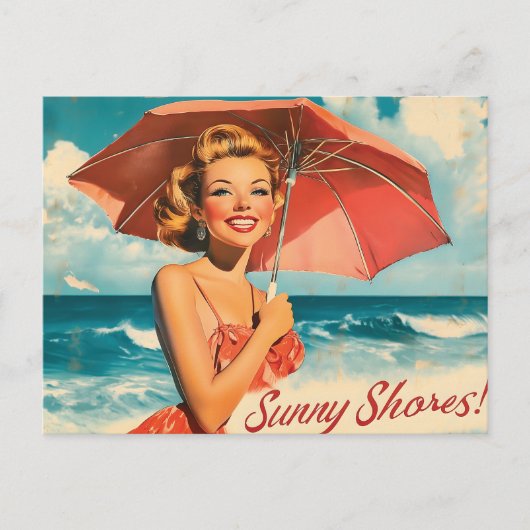  strand vakantie Poster: Blonde Pin-Up Feestdagenkaart (Voorkant)