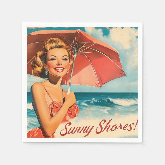 strand vakantie Poster: Blonde Pin-Up Servet (Voorkant)