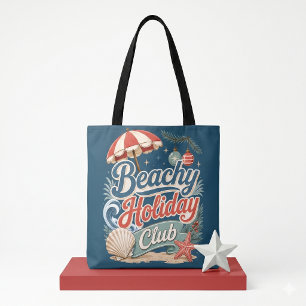Strand Vakantieclub Retro Kerstmis aan de Kust Tote Bag