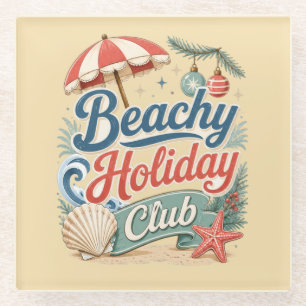 Strand Vakantieclub Retro Kust Kerstmis Glazen Onderzetter