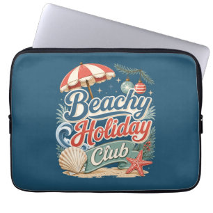 Strand Vakantieclub Retro Kust Kerstmis Laptop Sleeve