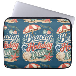 Strand Vakantieclub Retro Kust Kerstmis Laptop Sleeve