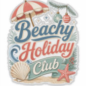 Strand Vakantieclub Retro Kust Kerstmis Sticker (Voorkant)