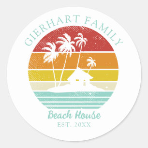 Strand Vakantiehuis Palm Trees Familie Reünie Ronde Sticker