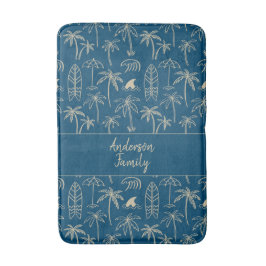 Strand vakantiepatroon en jouw naam in beige badmat