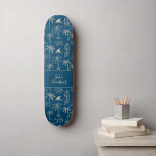 Strand vakantiepatroon en jouw naam in beige persoonlijk skateboard
