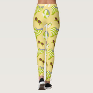 Strand vakantiepatroon met zonnebril en zonnehoed  leggings