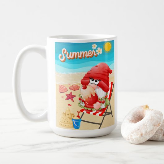strand, vakanties koffiemok (Met donut)